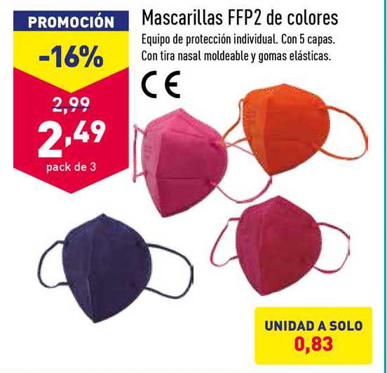 ALDI Mascarillas Ffp2 De Colores