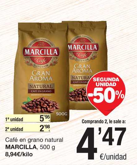 SPAR Fragadis Segunda Unidad -50% Café En Grano Natural Marcilla