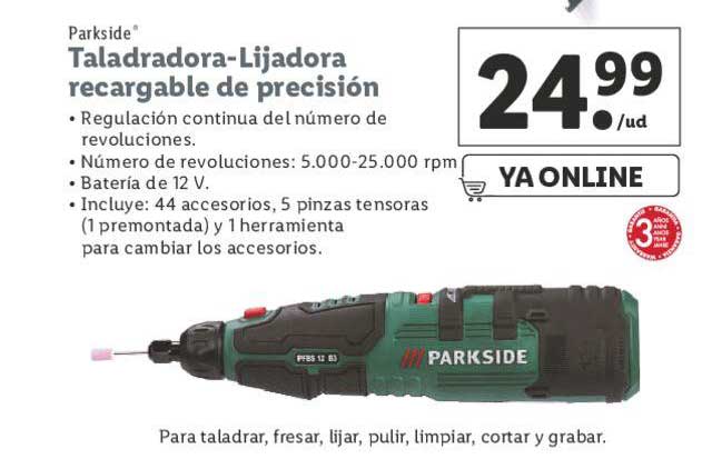 Taladradora lijadora recargable de precisión Parkside 12 V