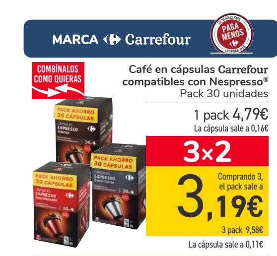 Oferta Café En Cápsulas Carrefour Compatibles Con Nespresso en Carrefour