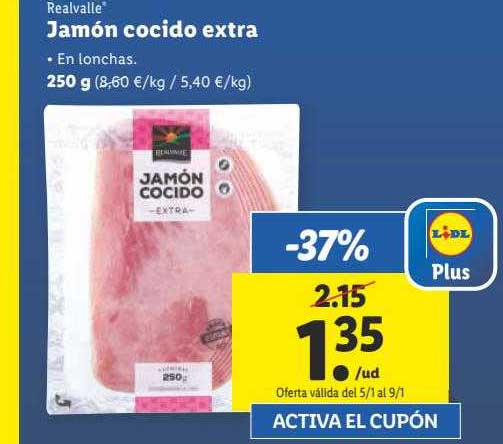 Oferta Realvalle Jamón Cocido Extra en LIDL