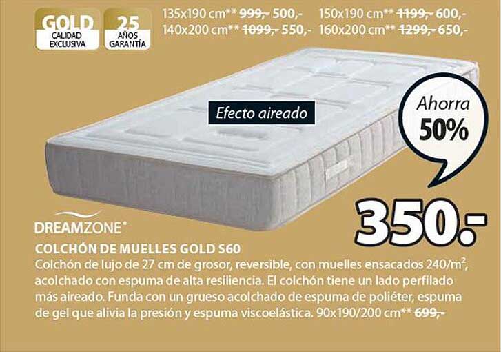 JYSK Dreamzone Colchón De Muelles Gold S60
