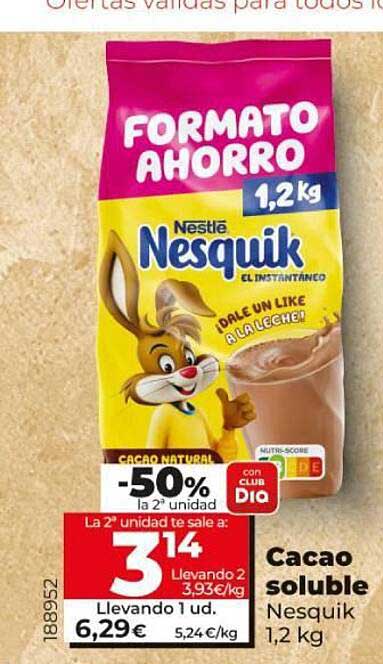 La Plaza De DIA -50% La 2a Unidad Cacao Soluble Nesquik
