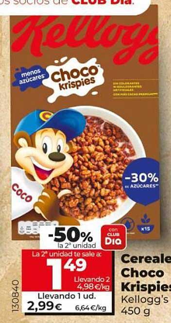 La Plaza De DIA -50% La 2a Unidad Cereale Choco Krispies Kellogg's