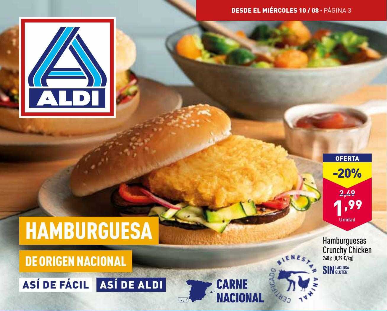 Oferta Hamburguesas Crunchy Chicken en ALDI - CatalogosOfertas.es