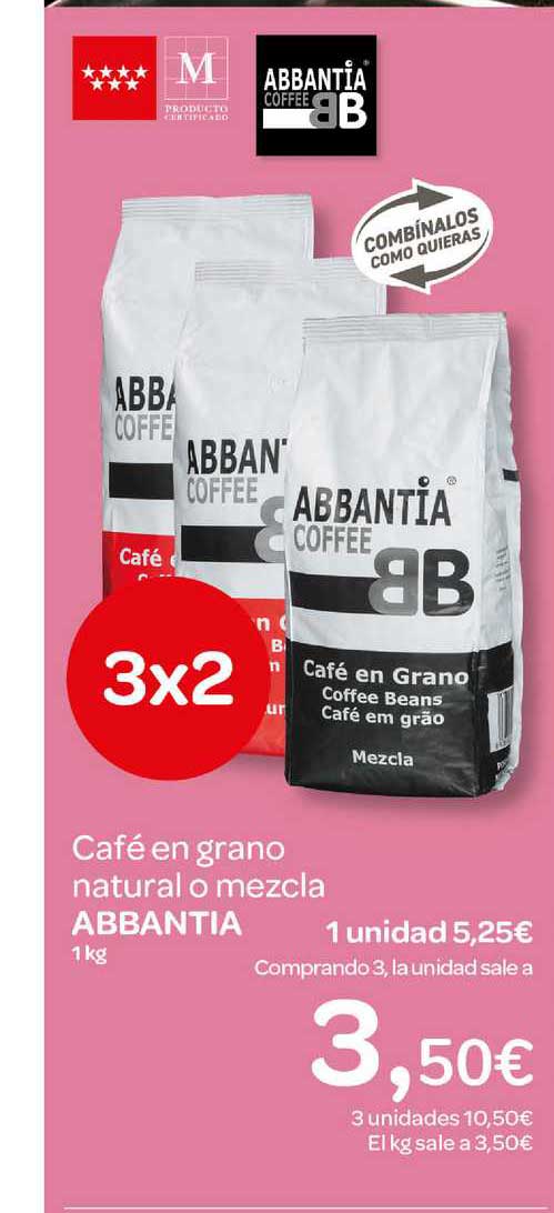 Café grano mezcla Carrefour 1 kg.