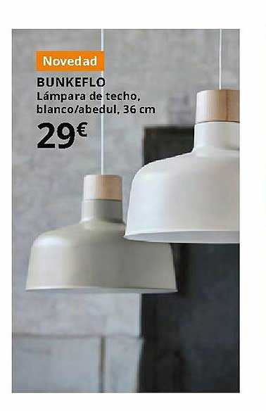 IKEA Bunkeflo Lámpara De Techo Blanco Abedul 36 Cm