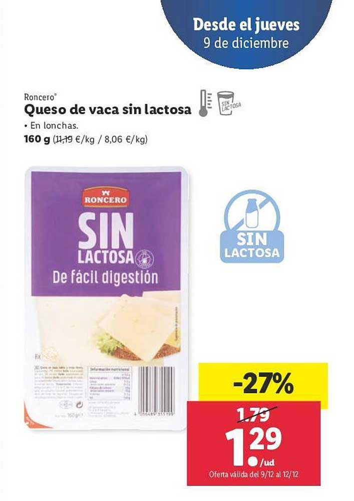Oferta Roncero Queso De Vaca Sin Lactosa en LIDL