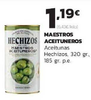 Supermercados Lupa Maestros Aceitueros Aceitunas Hechizos, 320gr., 185gr. P.e.