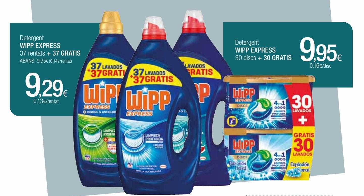 Condis Detergent Wipp Express 37 Rentats + 37 Gratis Detergent Wipp Express 30 Discs + 30 Gratis