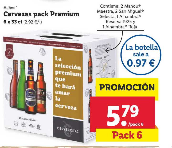 Cumplimiento a Abandonar cuenco Oferta Mahou Cervezas Pack Premium en LIDL