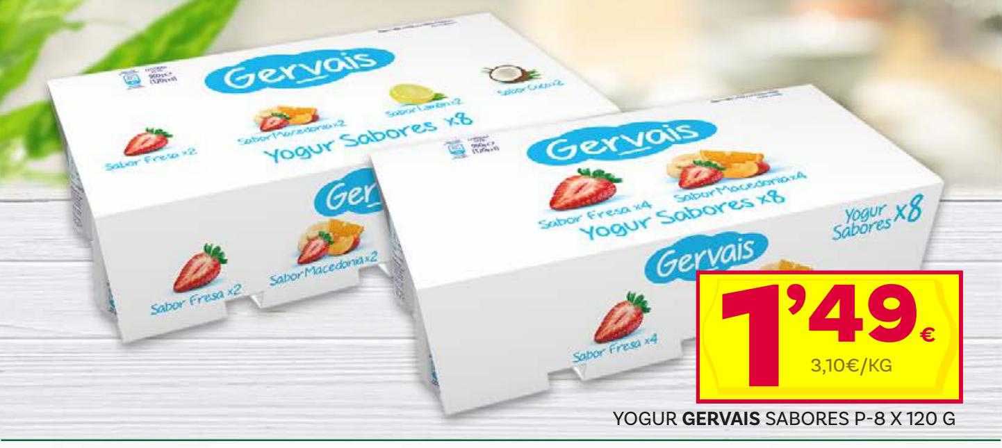 Yogures de fresa y macedonia Gervais 8x120 g
