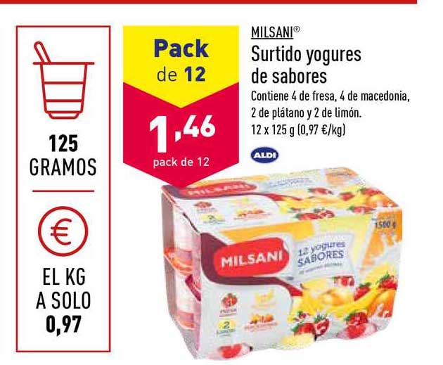 Yogures sabores - Milsani - 12 x 125 g