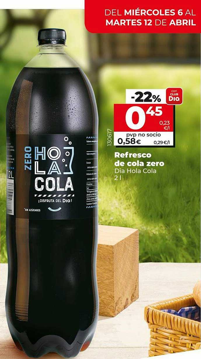 HOLA COLA Refresco de cola zero Hola Cola botella 6 x 50 cl
