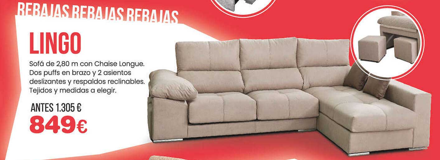 OKSofas Lingo Sofa De 2.80m Con Chaise Longue