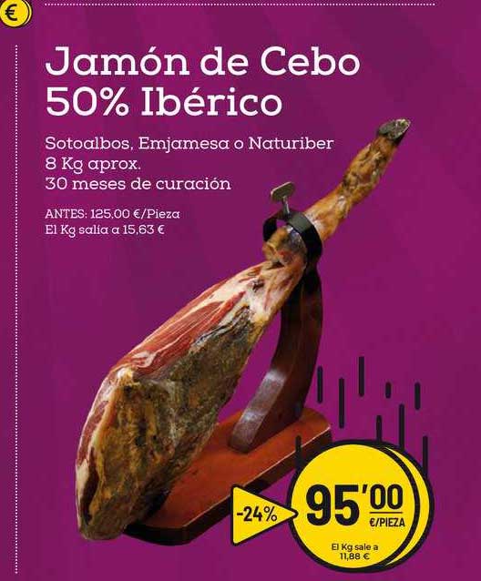 Oferta Manuel Montejo Jamón Ibérico De Cebo 50%, Pieza De 7,5 Kg Aprox