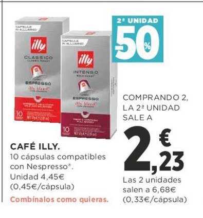 Oferta 2ª Unidad -50% Café Illy en Supercor