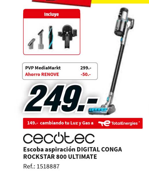 Oferta Cecotec Escoba Aspiración Digital Conga Rockstar 800 Ultimate en  MediaMarkt