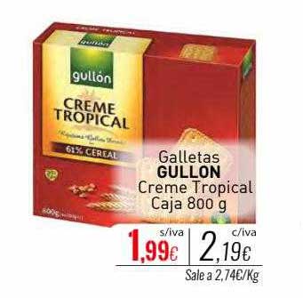 GALLETAS CREME-TROPICAL GULLON CAJA 800 G.