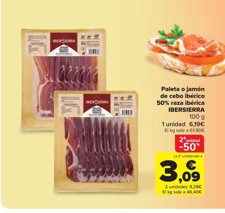 Oferta Paleta O Jamón De Cebo Ibérico 50 Raza Ibérica Ibersierra En