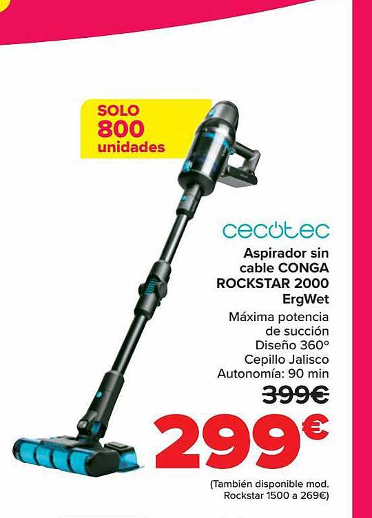 Oferta Cecotec Aspirador Sin Cable Conga Rockstar 2000 Ergwet en Carrefour