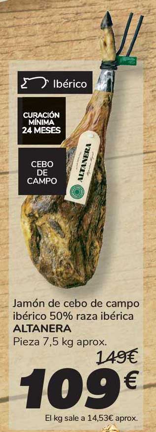 Oferta Jamón De Cebo De Campo Ibérico 50 Raza Ibérica Altanera En