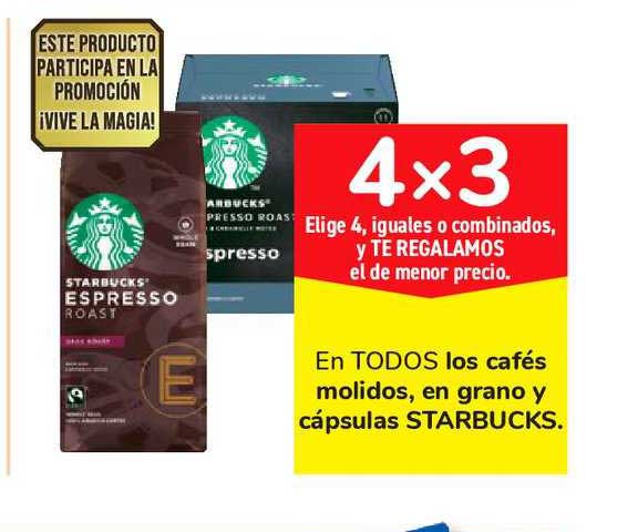 Oferta 4x3 En Todos Cafés Molidos, En Grano Y Cápsulas Starbucks en Carrefour Market