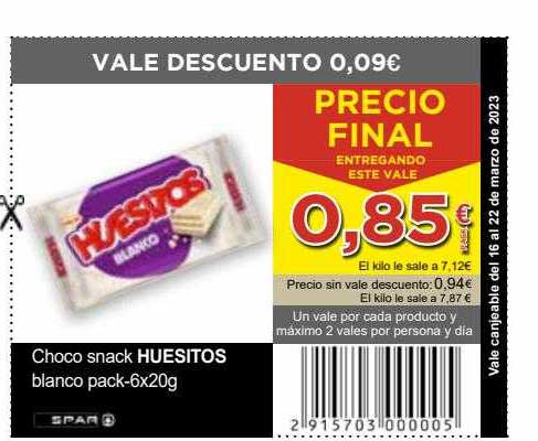 SPAR Choco Snack Huesitos Blanco Pack