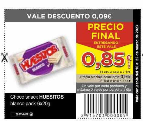 SPAR Choco Snack Huesitos Blanco