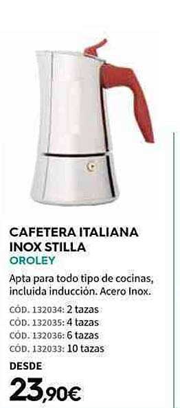 Oferta Cafetera Italiana Inox Stilla Oroley en Ferrokey
