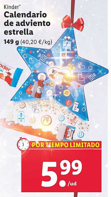 Calendario Adviento Kinder Estrella 149 Gr ➤ Superbelen ®