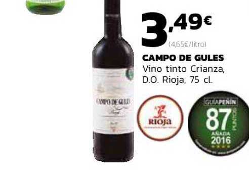 Supermercados Lupa Campo De Gules Vino Tinto Crianza D.O. Rioja, 75 Cl