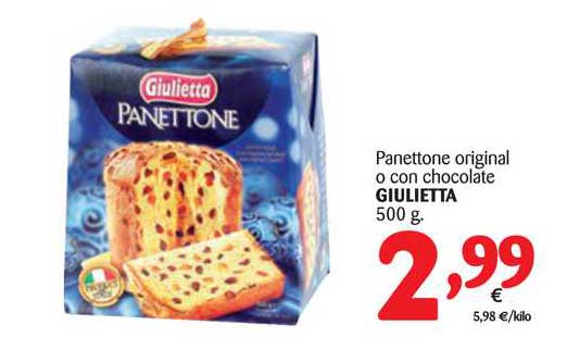 Alimerka Panettone Original O Con Chocolate Giulietta 500 G.