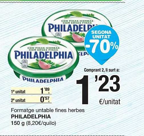 SPAR Segona Unitat -70% Formatge Untable Fines Herbes Philadelphia
