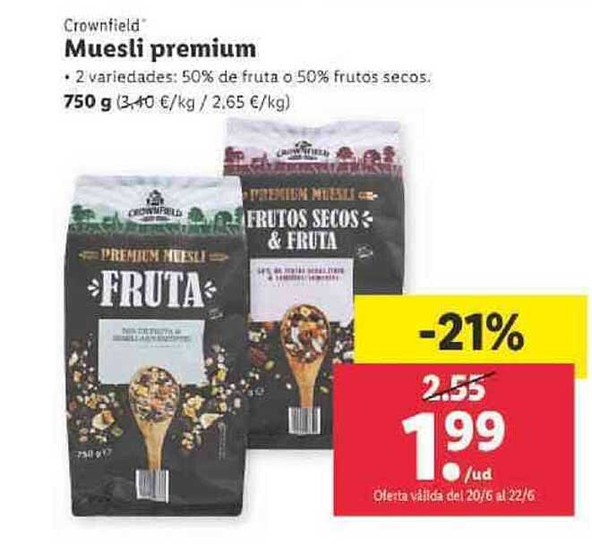 Oferta Crownfield Muesli Premium en LIDL