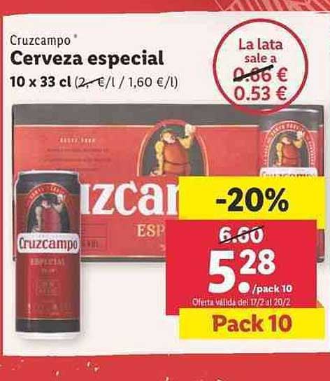 Oferta Cruzcampo Cerveza Especial en LIDL