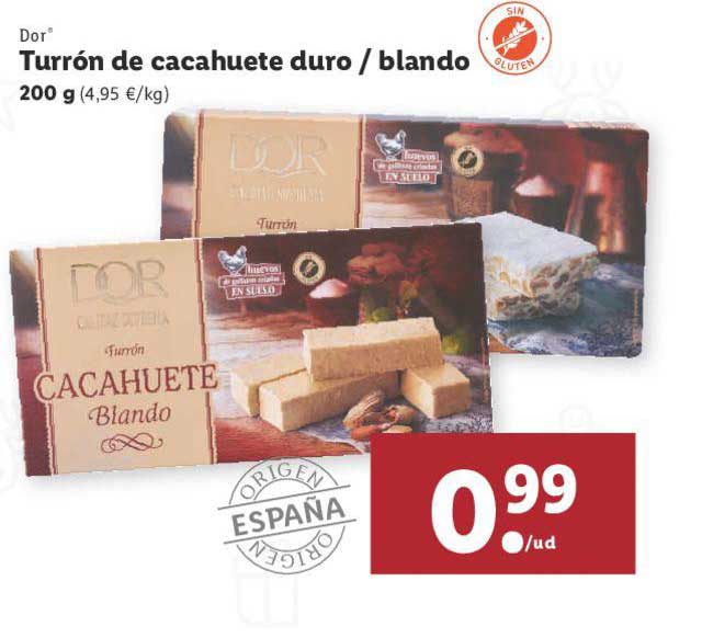 Oferta Dor Turrón De Cacahuete Duro ∕ Blando en LIDL