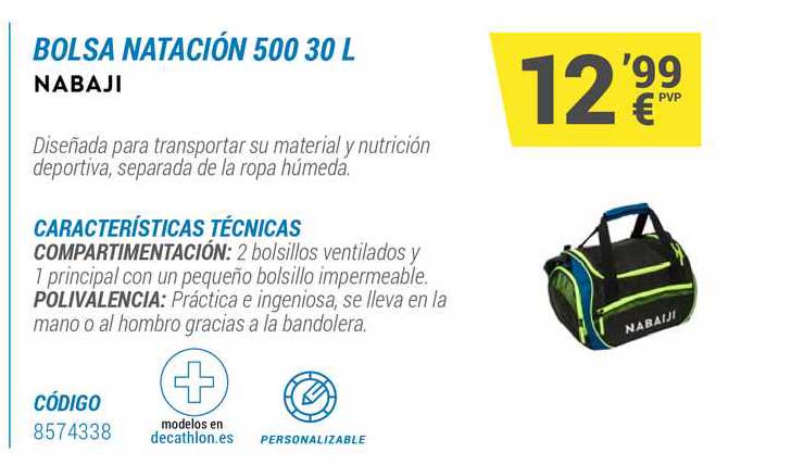 Oferta Bolsa Natación 500 30 L Nabaji en Decathlon