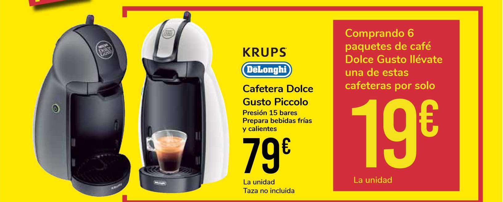 Carrefour - Oferta exclusiva en nuestro supermercado online: Llévate esta cafetera  Dolce Gusto Piccolo Krups por 49 euros comprando 2 packs de cápsulas  Nescafe Dolce Gusto. Oferta válida hasta el 11/05/2015.
