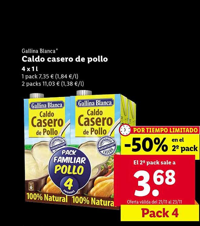 Oferta Caldo Casero De Pollo Gallina Blanca en LIDL