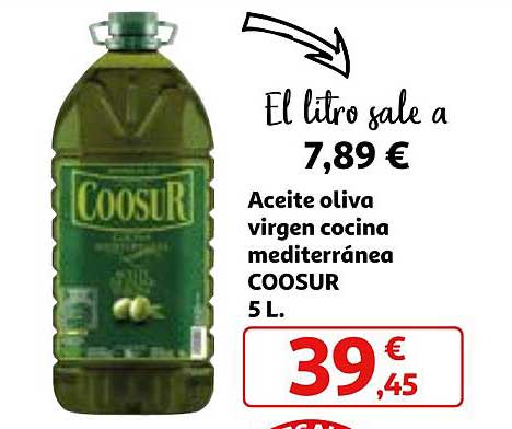 COOSUR Aceite de oliva virgen, cocina Mediterránea 5L