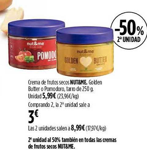 Hipercor -50% 2a Unidad Crema De Frutos Secos Nut&me