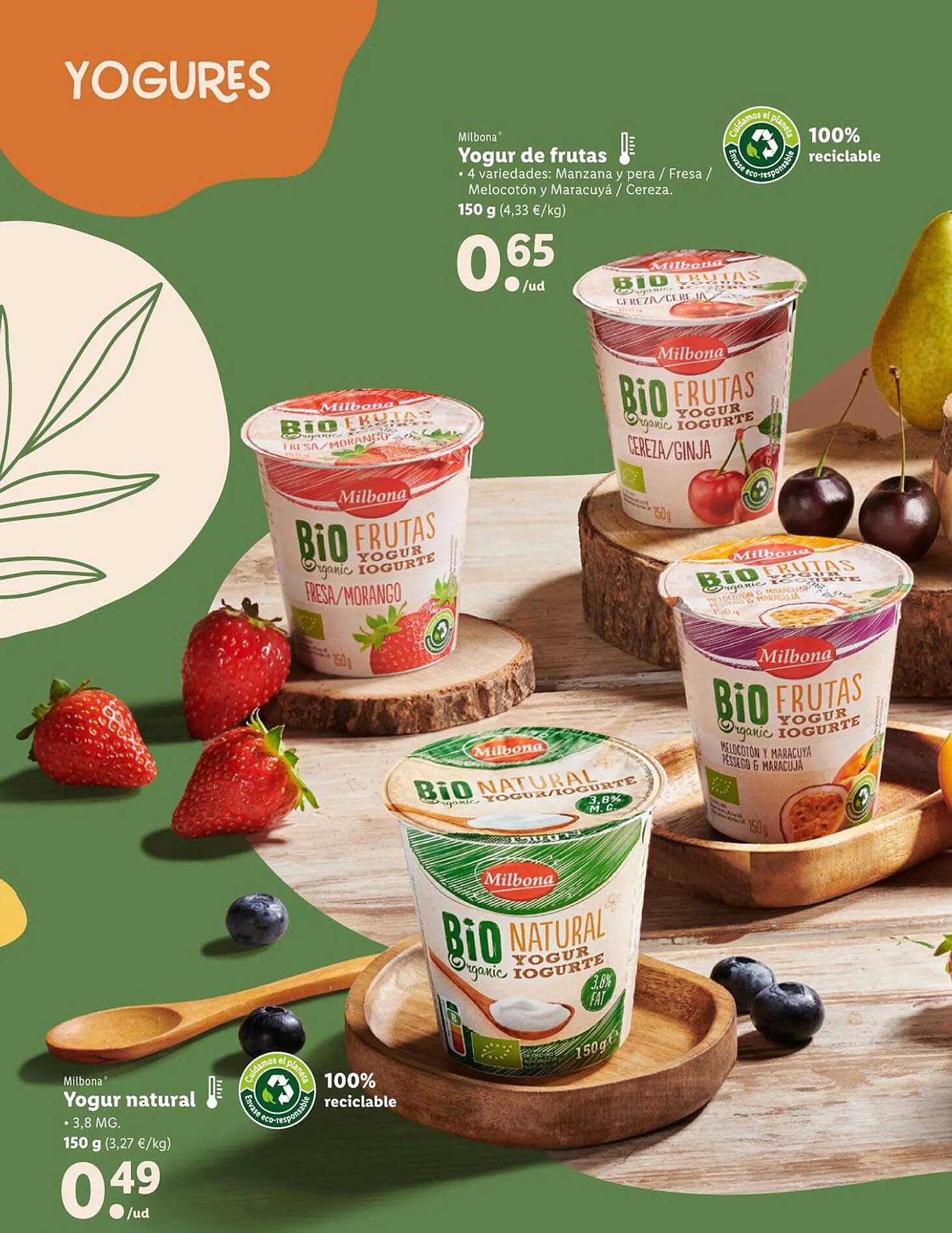 Oferta Milbona Yogur De Frutas Milbona Yogur Natural en LIDL