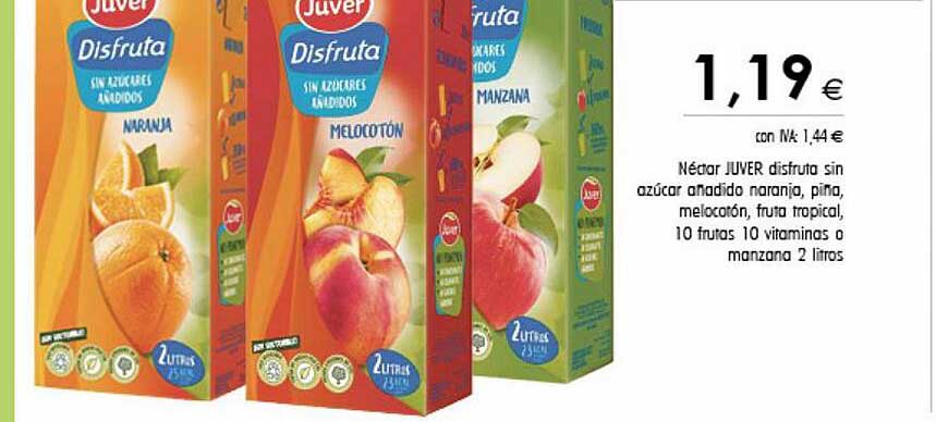 Cash Ifa Néctar Juver Disfruta Sin Azucar Anadido Naranja Piña Melocoton Fruta Tropical 10 Frutas 10 Vitaminas O Manzana