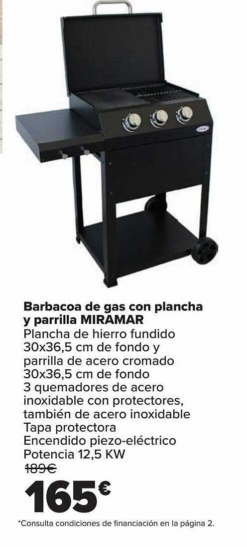 Carrefour Barbacoa De Gas Con Plancha Y Parrilla Miramar
