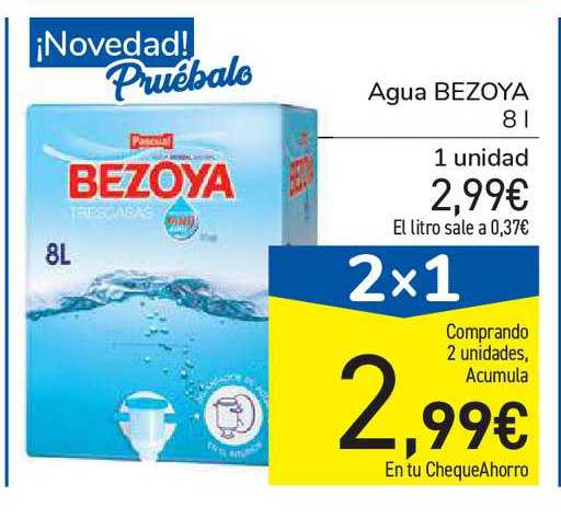Oferta 2ª Unidad -70% Agua Bezoya en Carrefour 