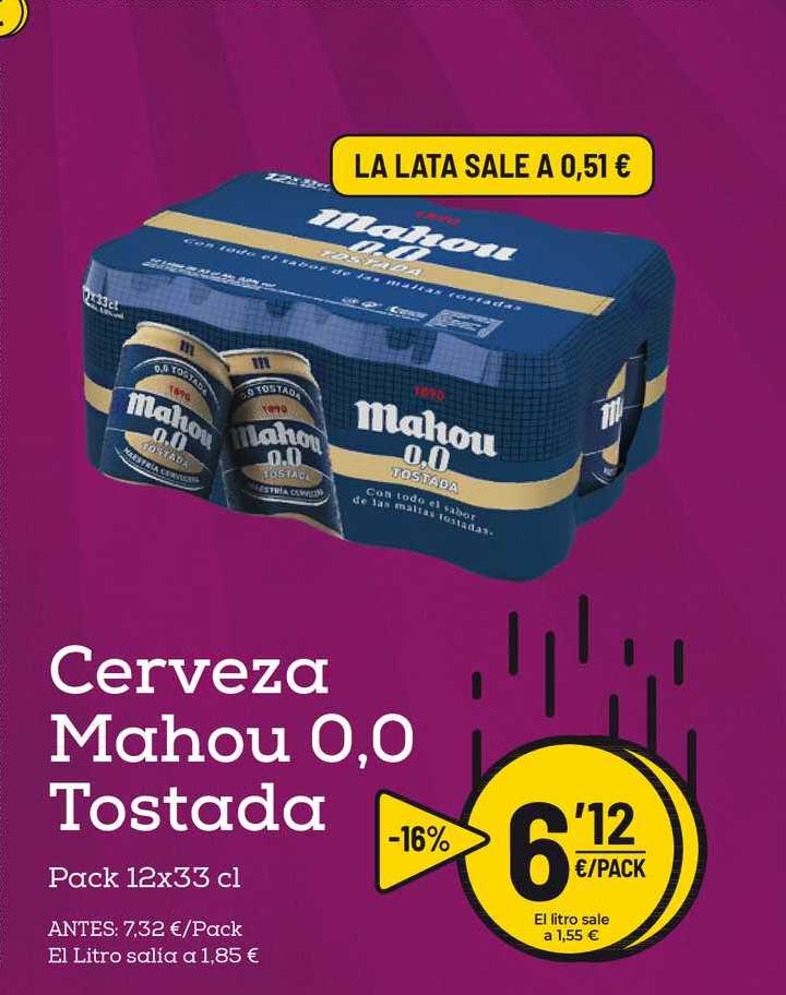 AhorraMas -16% Cerveza Mahou 0.0 Tostada