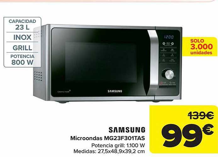 Carrefour Samsung Microondas Mg23f301tas