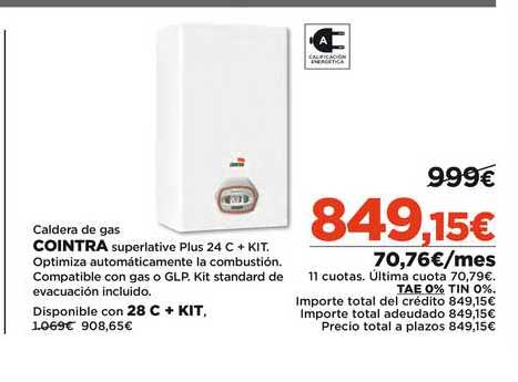 medios de comunicación Giro de vuelta Regenerador Oferta Caldera De Gas Cointra Superlative Plus 24 C + Kit en El Corte Inglés  - CatalogosOfertas.es
