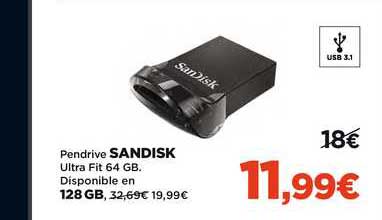 Oferta Pendrive Sandisk Ultra Fit 64gb En El Corte Ingles